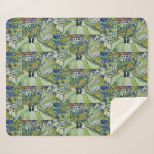 Van Gogh Stairway at Auvers Landscape Art Sherpa Blanket
