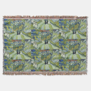 Van Gogh Stairway at Auvers Landscape Art Throw Blanket