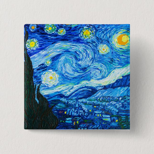 Van Gogh Starry Night 15 Cm Square Badge (Front)