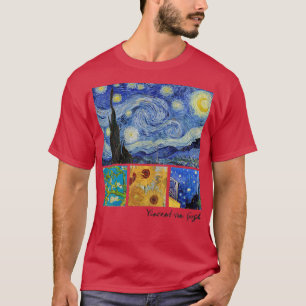 Van Gogh Starry Night, Almond Blossoms, Sunflowers T-Shirt