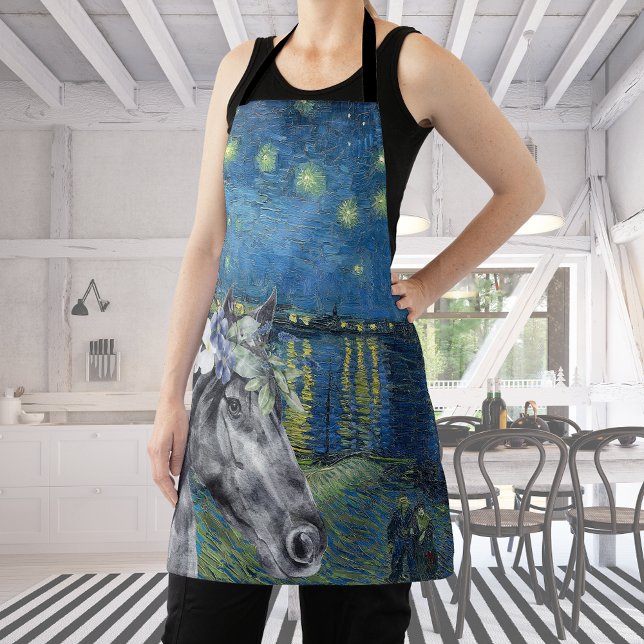 Van Gogh Starry Night and Black Horse Apron (Creator Uploaded)