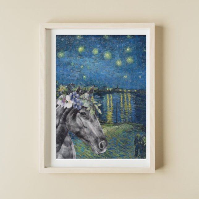Van Gogh Starry Night and Black Horse Compilation Poster (Creator Uploaded)