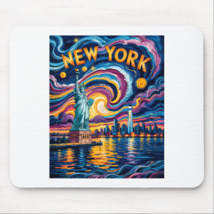 Van Gogh Starry Night Art New York Liberty Skyline Mouse Pad