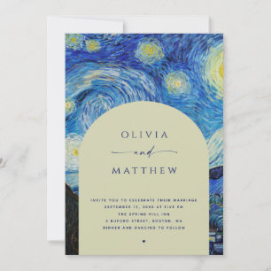 Van Gogh Starry Night Art Wedding Arch + QR Code Invitation