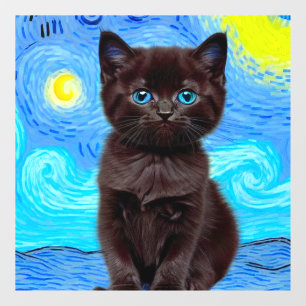 Van Gogh Starry Night Black Cat