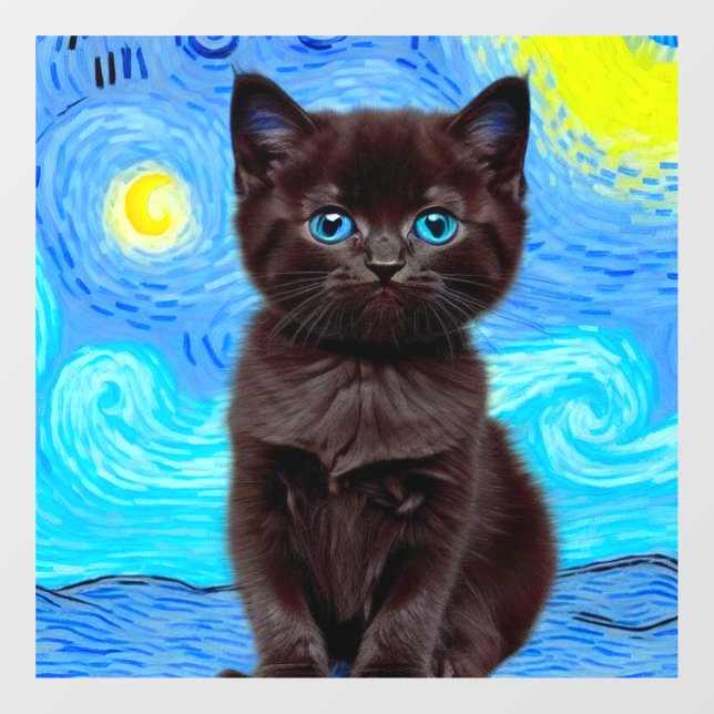 Van Gogh Starry Night Black Cat (Sheet)