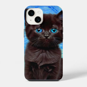 Van Gogh Starry Night Black Cat iPhone 14 Case