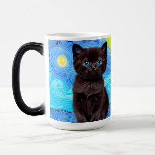 Van Gogh Starry Night Black Cat Magic Mug