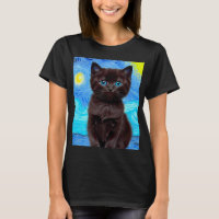 Van Gogh Starry Night Black Cat