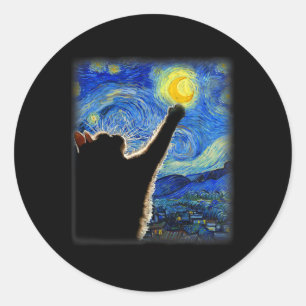 Van Gogh Starry Night Cat - Clic Fit  Classic Round Sticker