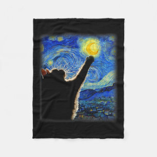 Van Gogh Starry Night Cat - Clic Fit Fleece Blanket