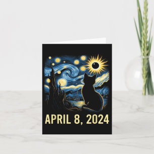 Van Gogh Starry Night Cat Total Solar Eclipse Apri Card