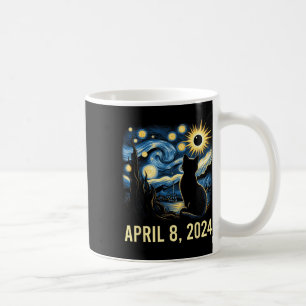 Van Gogh Starry Night Cat Total Solar Eclipse Apri Coffee Mug