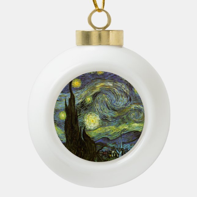Van Gogh: Starry Night Ceramic Ball Christmas Ornament (Front)