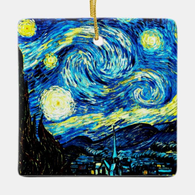Van Gogh - Starry Night Ceramic Ornament (Front)