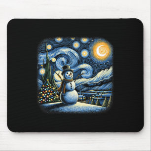 Van Gogh Starry Night Christmas Snowman Winter Sno Mouse Pad