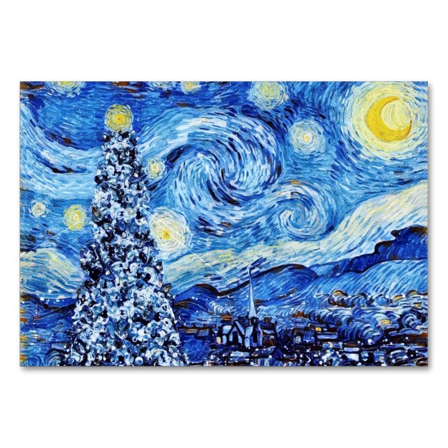 Van Gogh - Starry Night - Christmas Table Card (Front)