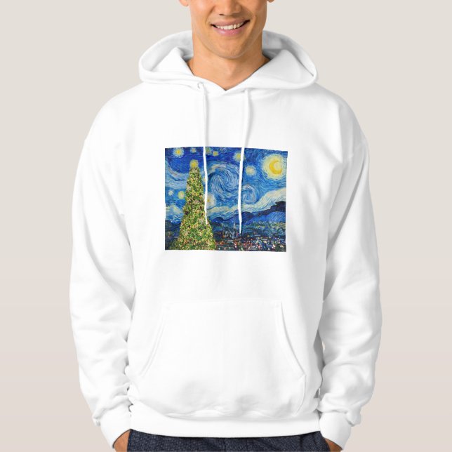 Van Gogh Starry Night - Christmas Tree Hoodie (Front)