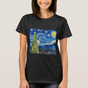 Van Gogh Starry Night - Christmas Tree Hoodie T-Shirt