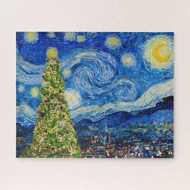 Van Gogh Starry Night - Christmas Tree Jigsaw Puzzle (Horizontal)