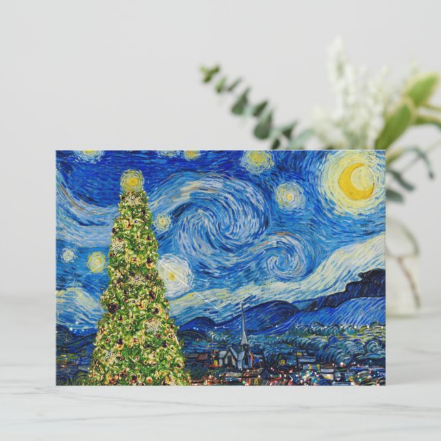 Van Gogh Starry Night - Christmas Tree Table Numbe Programme (Standing Front)