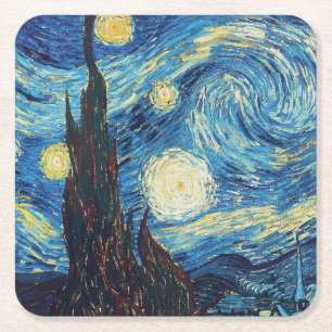Van Gogh Starry Night Classic Impressionism Art Square Paper Coaster