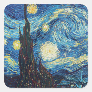 Van Gogh Starry Night Classic Impressionism Art Square Sticker
