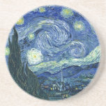 Van Gogh - Starry Night Coaster<br><div class="desc">Van Gogh's famous painting,  "The Starry Night." Painted during his stay at the Saint Remy asylum in the 1880's,  van Gogh depicted the rolling hills and cypress trees he saw from his window.  Digitally enhanced by PixDezines.  Copyright © 2008-2016 PixDezines.com™ and PixDezines™ on zazzle.com. All rights reserved.</div>