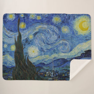 Van Gogh Starry Night Cosy Home Decor Holiday Gift Sherpa Blanket