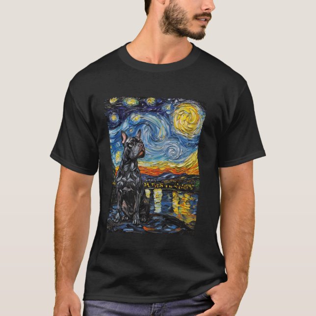 Van Gogh Starry Night Dog T-Shirt (Front)