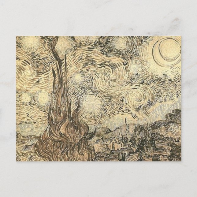van gogh starry night drawing postcard (Front)