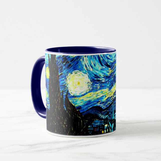Van Gogh - Starry Night, famous painting, Mug (Front Left)
