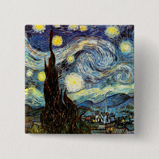 Van Gogh Starry Night Fine Art 15 Cm Square Badge