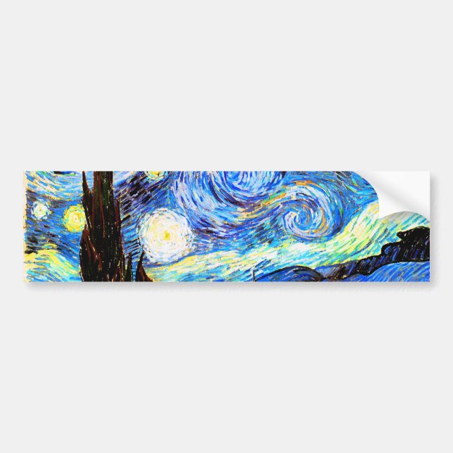 Van Gogh Starry Night Fine Art Bumper Sticker (Front)