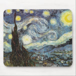 Van Gogh Starry Night Fine Art Mouse Pad<br><div class="desc">Starry Night,  the most famous painting of Dutch Post-Impressionist master Vincent van Gogh. A lone cypress tree,  a sleeping village,  and a sky that whirls with stars.
 
 Vintage retro landscape nature colourful cute artistic Post-Impressionism fine art.</div>