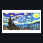 Van Gogh Starry Night Fine Art Rectangular Sticker<br><div class="desc">Starry Night,  the most famous painting of Dutch Post-Impressionist master Vincent van Gogh. A lone cypress tree,  a sleeping village,  and a sky that whirls with stars.</div>