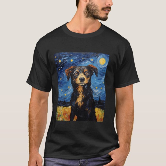 Van Gogh Starry Night Funny Art Dog Lover Kids Boy T-Shirt (Front)