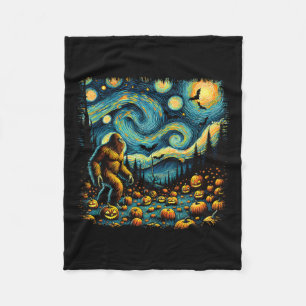 Van Gogh Starry Night Halloween Big Foot Pumpkin  Fleece Blanket