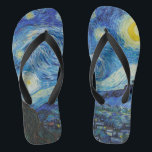 Van Gogh Starry Night. Impressionism vintage art Jandals<br><div class="desc">Van Gogh "The Starry Night" flip flops.</div>
