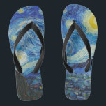 Van Gogh Starry Night. Impressionism vintage art Jandals<br><div class="desc">Van Gogh "The Starry Night" flip flops.</div>