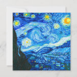 Van Gogh Starry Night Invitation<br><div class="desc">Card featuring Vincent van Gogh’s oil painting The Starry Night (1889). Inspired by his stay at an asylum,  the art depicts a village underneath a night sky of blue and yellow moon and stars. A great gift for fans of Post-Impressionism and Dutch art.</div>