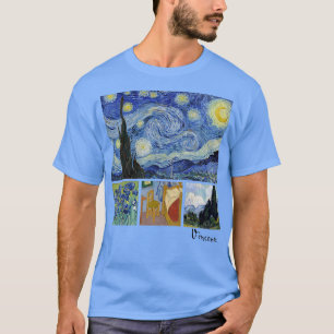Van Gogh Starry Night, Irises, Room with Chair, an T-Shirt