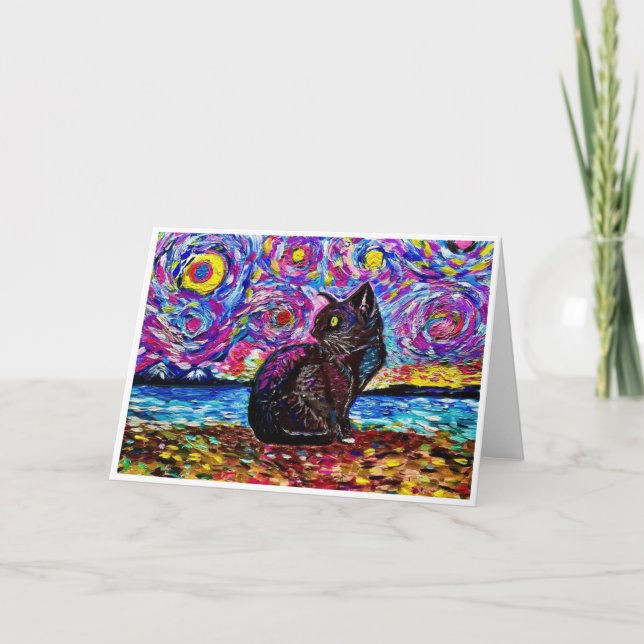 Van Gogh Starry Night Kitty Cat <Blank Inside> Announcement (Front)