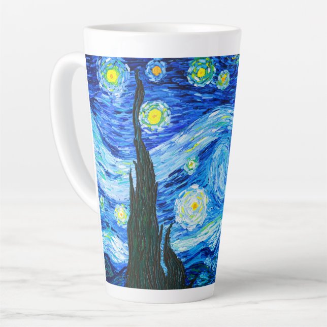 Van Gogh Starry Night Latte Mug (Left Angle)