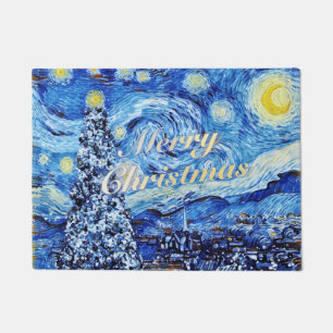 Van Gogh - Starry Night Merry Christmas Doormat