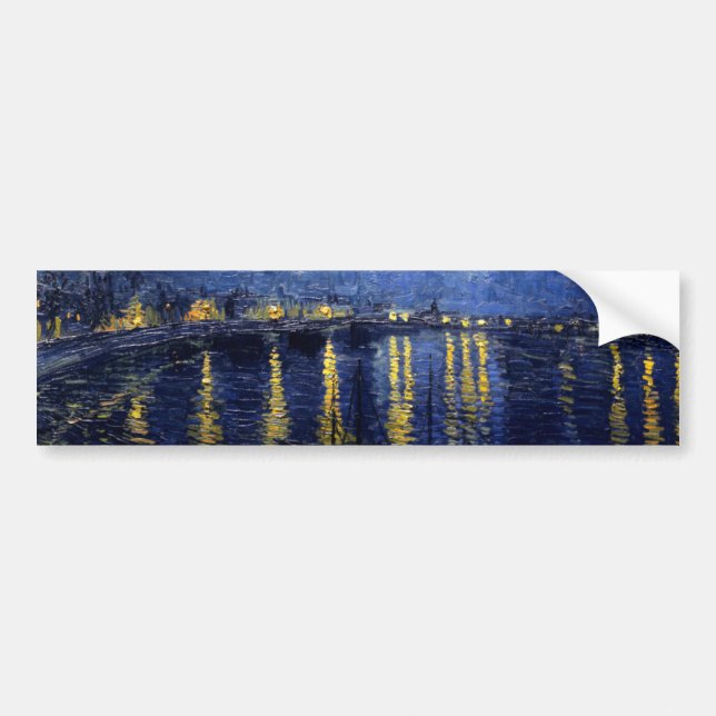 Van Gogh Starry Night Over Rhone Bumper Sticker (Front)