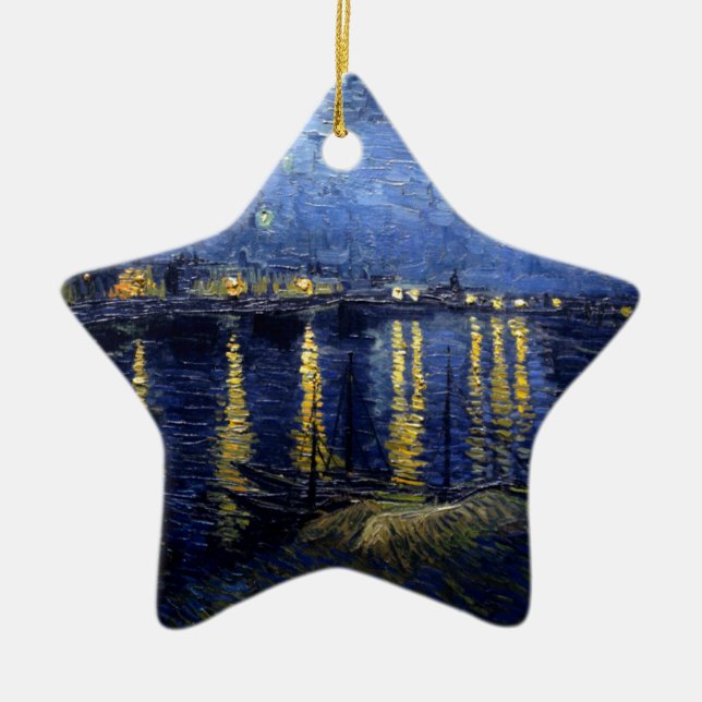 Van Gogh Starry Night Over Rhone Ceramic Tree Decoration (Front)