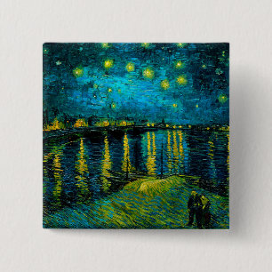 Van Gogh Starry Night Over the Rhône 15 Cm Square Badge