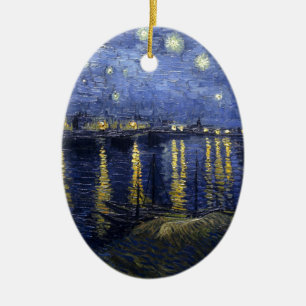Van Gogh Starry Night Over The Rhone Ceramic Tree Decoration