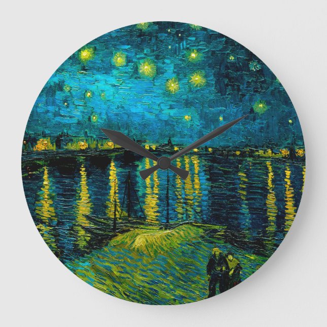 Van Gogh Starry Night Over the Rhône  Large Clock (Front)